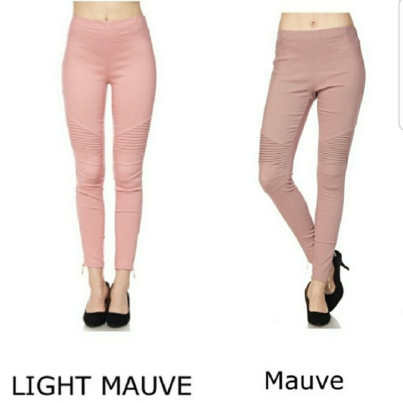 Light Mauve Moto Jeggings - Picture 3 of 3
